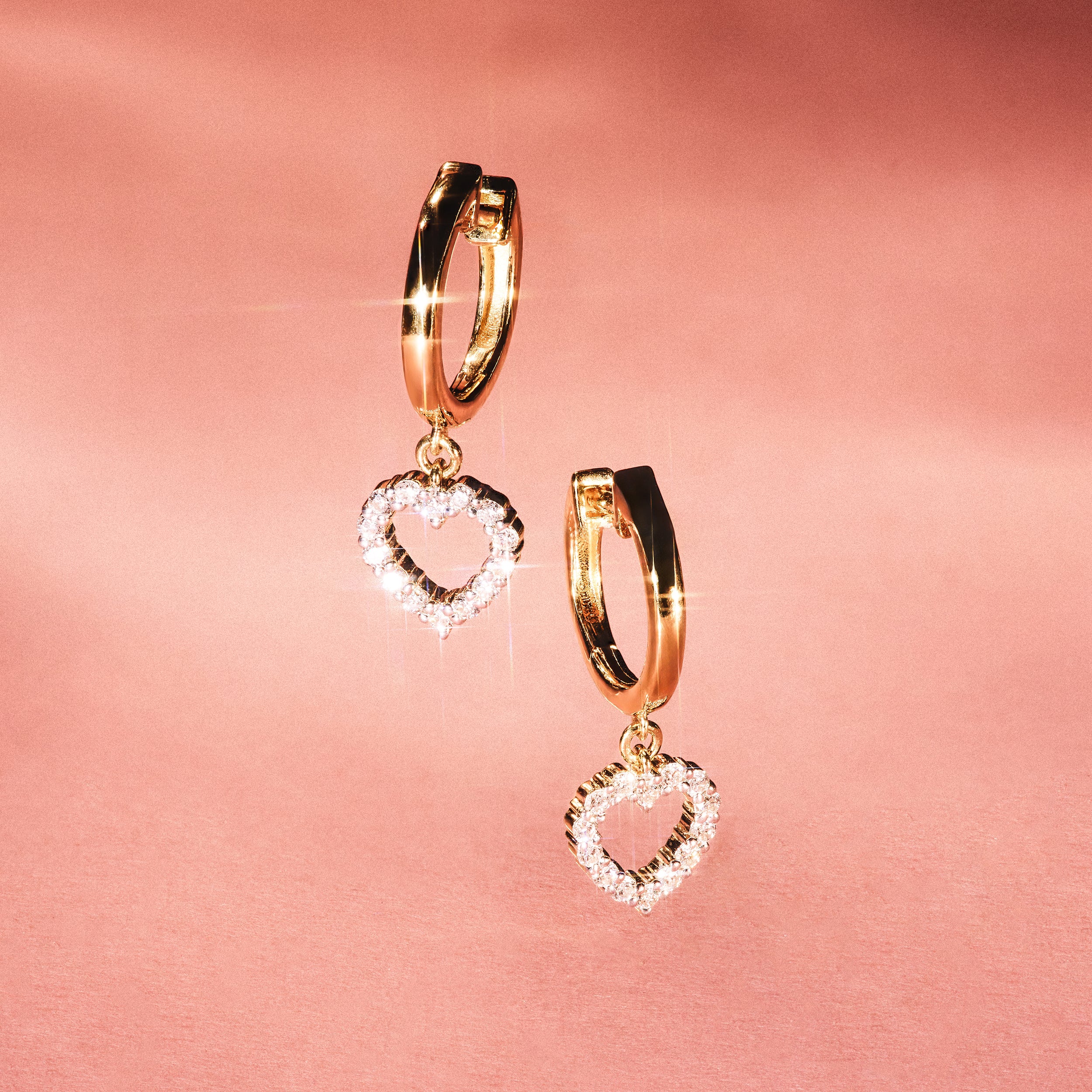 Heart Drop Huggie Lab Diamond Earrings 0.31ct in 18k Gold Vermeil